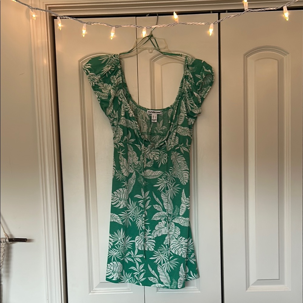 Charlotte Russe Teal and White Patterned Top